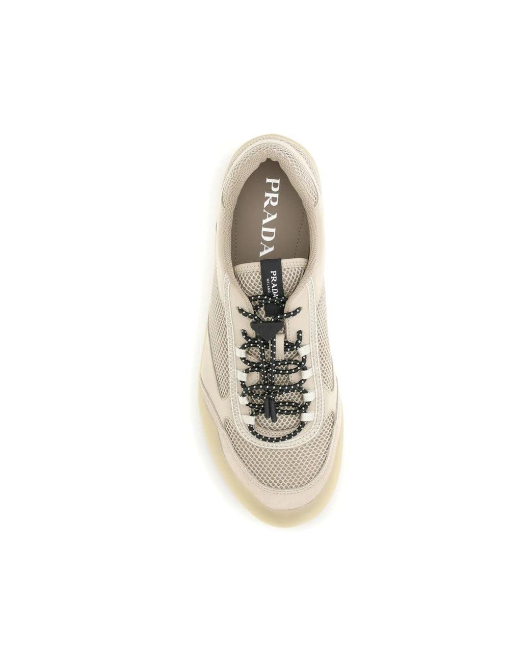 Prada Natural Beige Polyester Athletic Sneakers for men