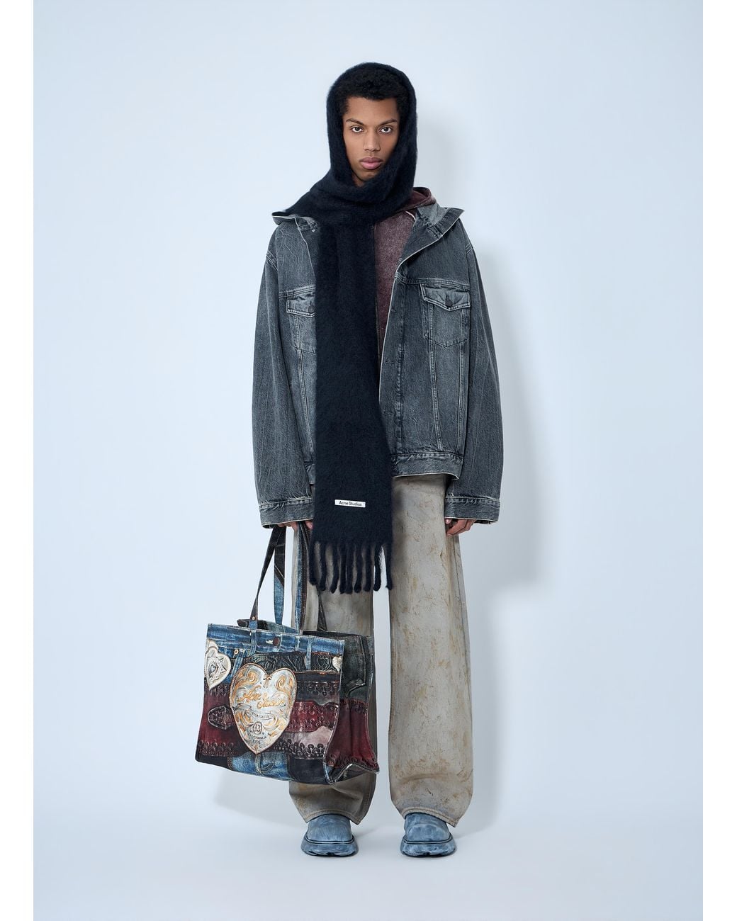 Acne Blue Hooded Denim Jacket for men
