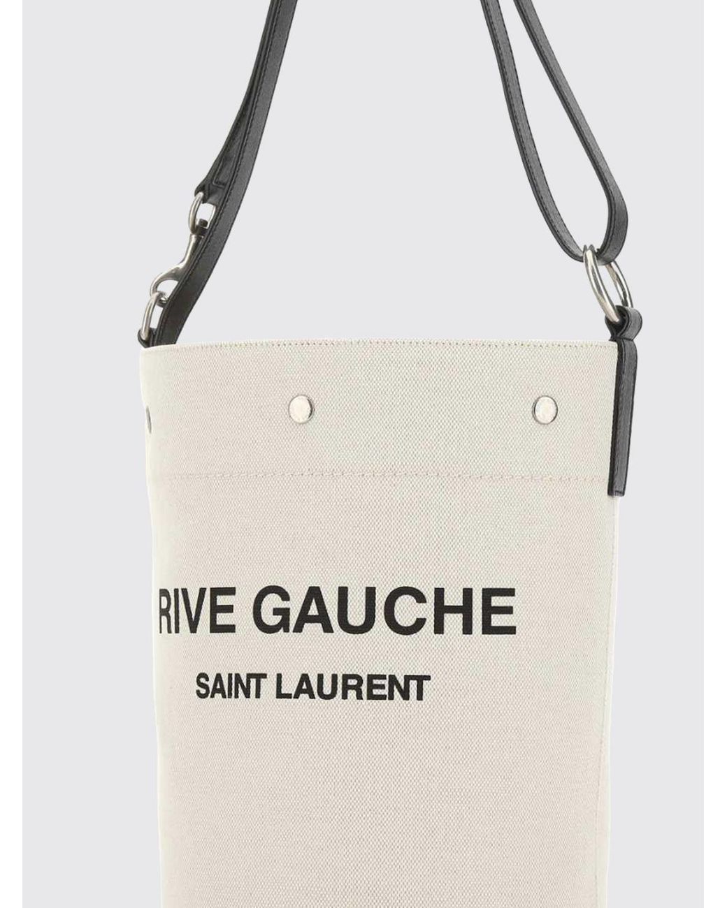 Saint Laurent White Rive Gauche Linen Bucket Bag for men