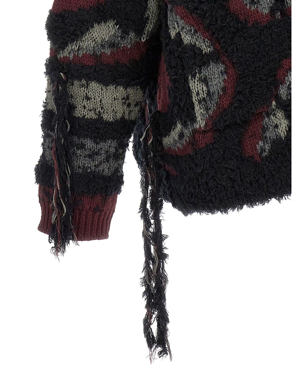 Etro Black Worn-Effect Wool Cardigan