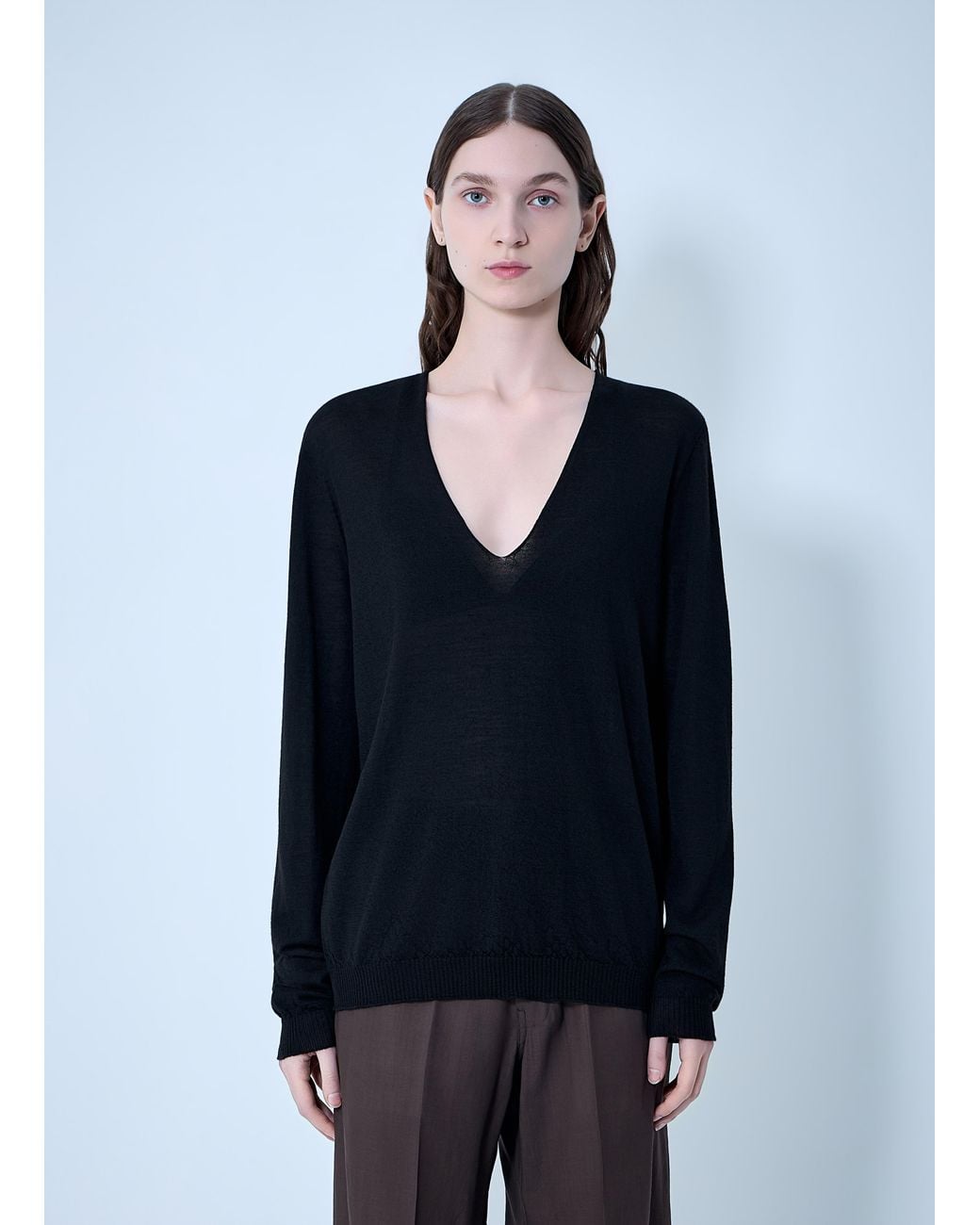 Rick Owens Blue V Neck Pull Knit