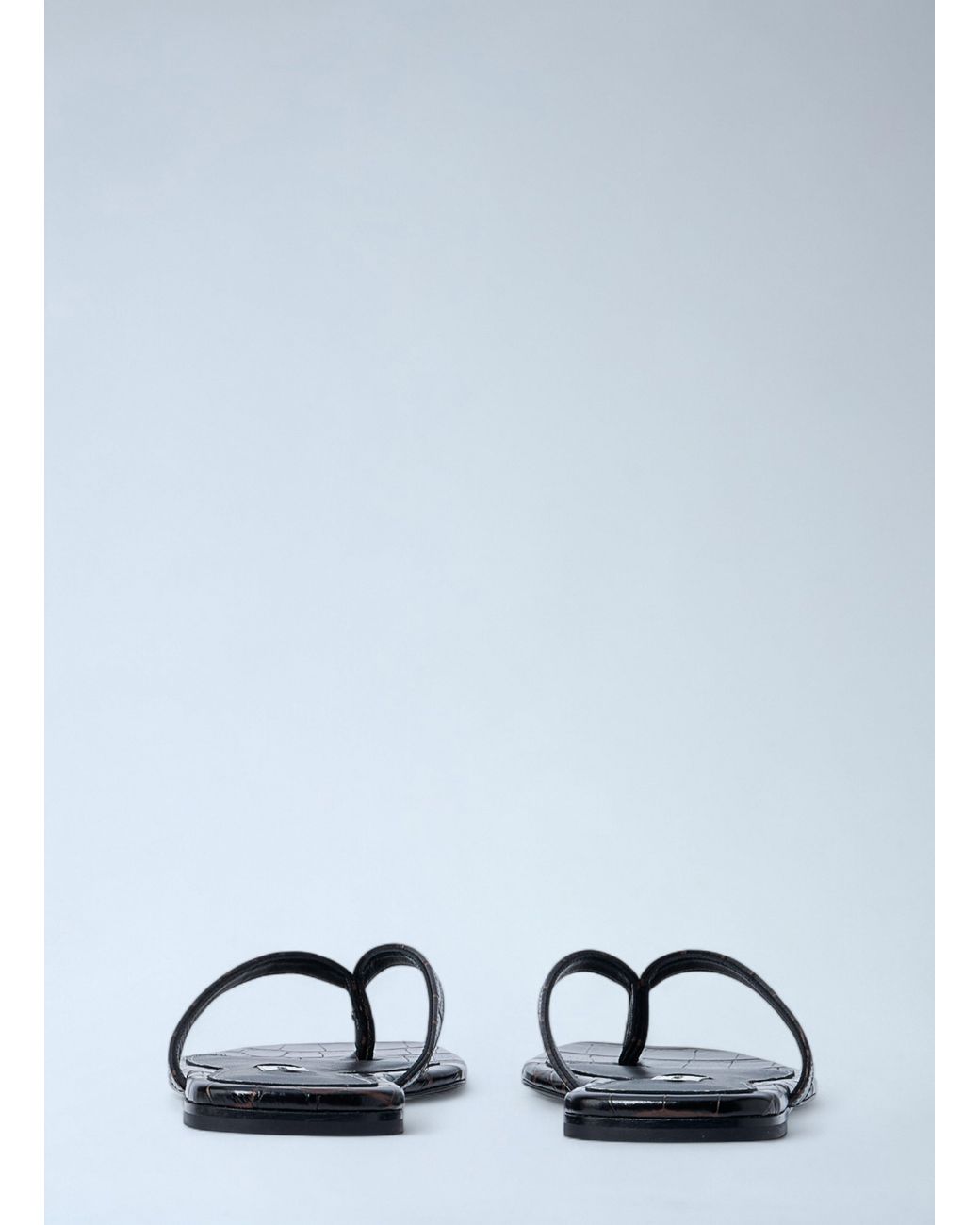 Totême Blue Croco-Embossed Flip Flops