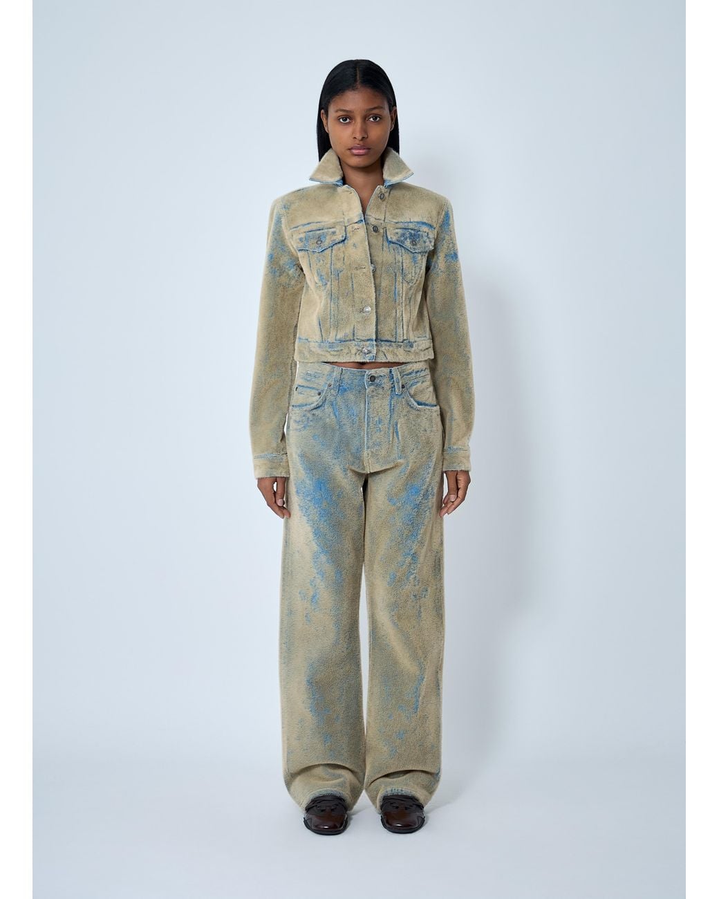 Acne Green Flocked Denim Jacket