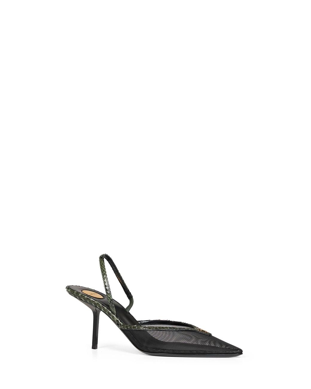 Saint Laurent White And Mesh And Python Slingback Pumps