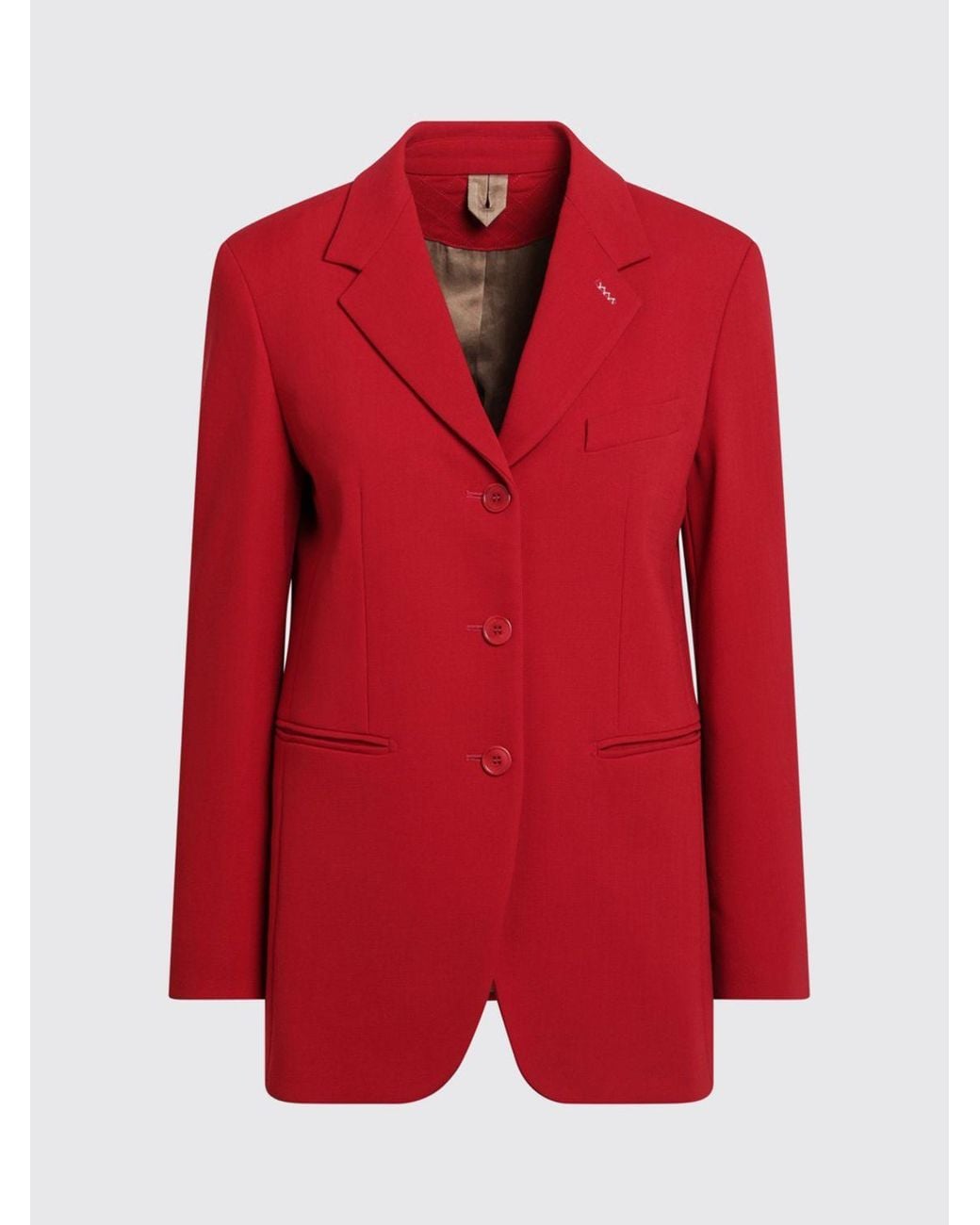 Max Mara Red Single-Breasted Cropped Blazer