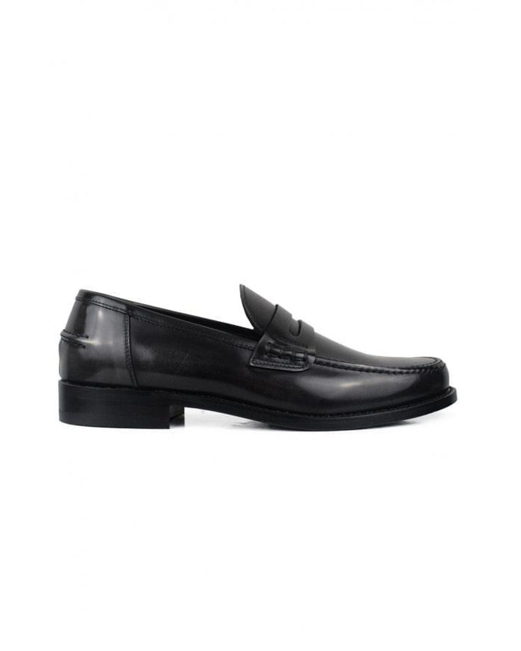 ALBERTO Black Leather Loafers for men