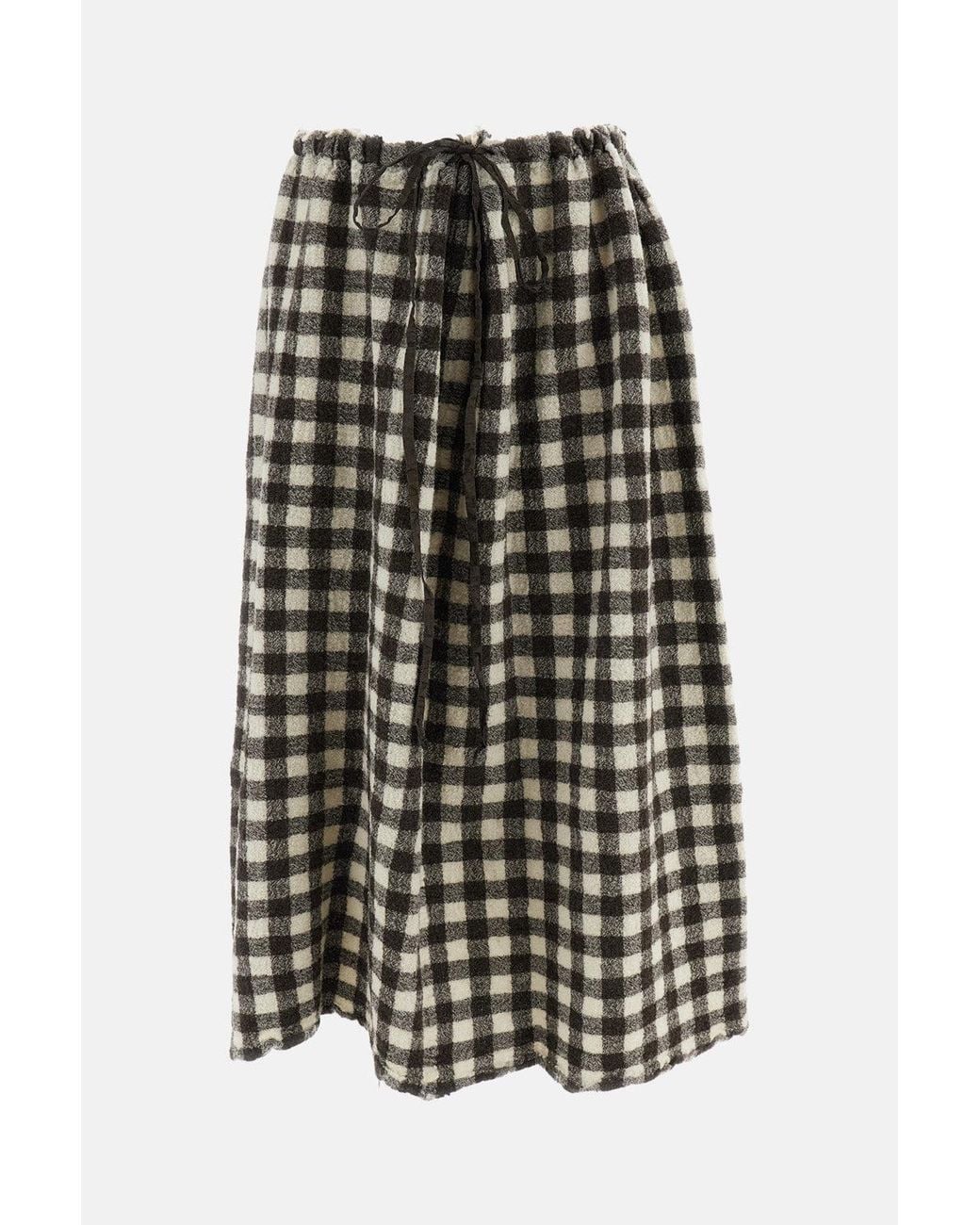 Daniela Gregis Black Skirt With Drawstring Washed Wool
