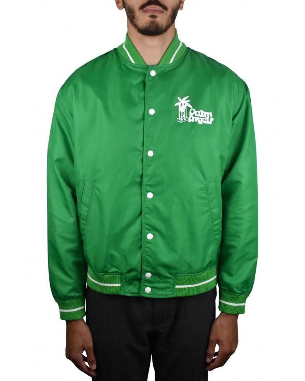 Palm Angels Green Nylon Bomber Jacket for men