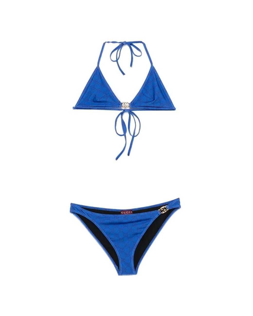 Gucci Blue Gg Triangle Bikini Set