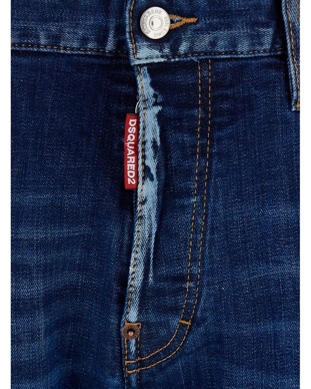 DSquared² Blue '643' Jeans With All-Over Details And Logo Patch On The Rear for men