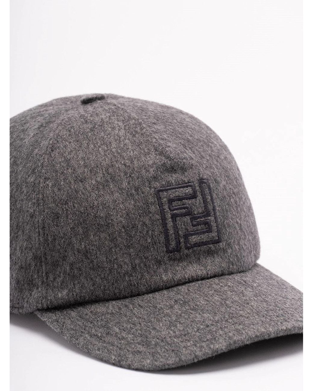 Fendi Gray 'Ff' Baseball Cap for men