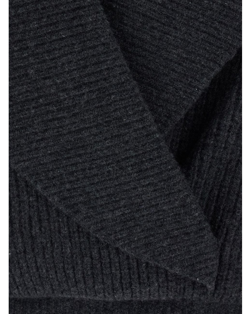 Balmain Black Sweater With Weap Effect And Wide Revers