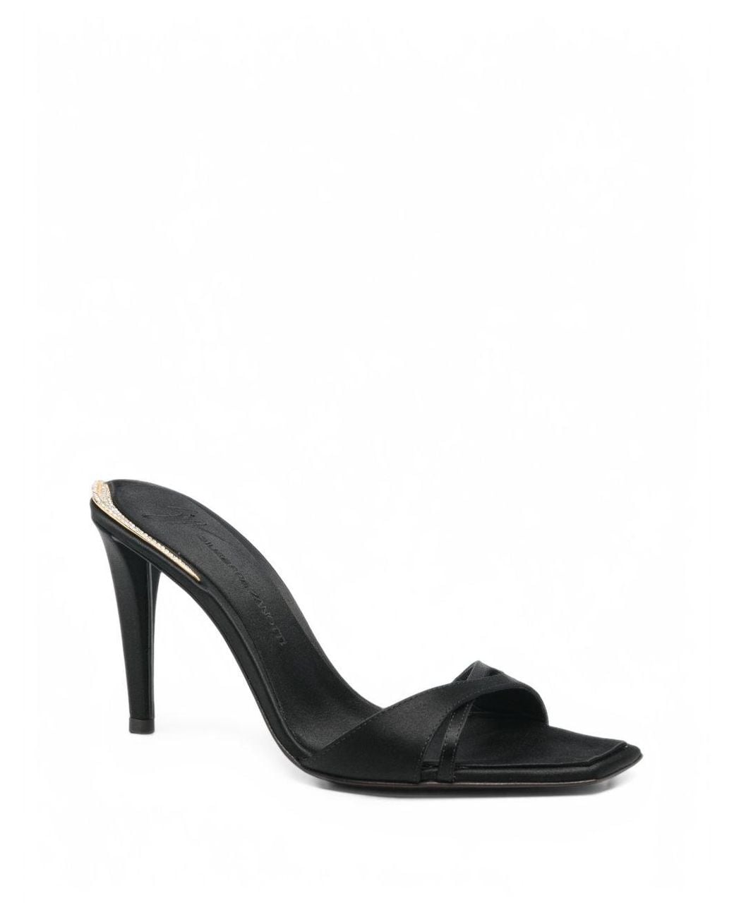 Giuseppe Zanotti Black Satin Heel Mules