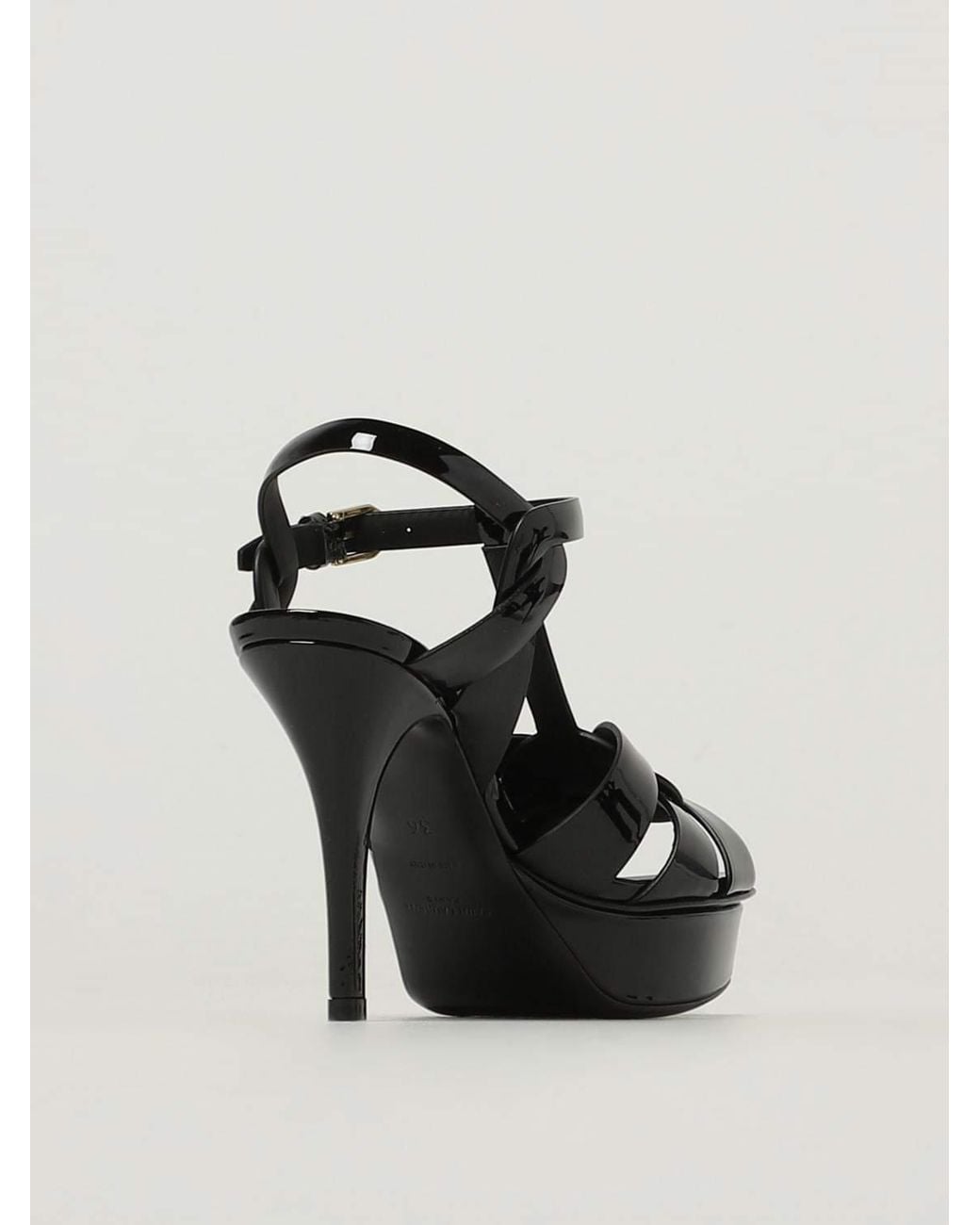 Saint Laurent Black Tribute Patent Leather Sandals