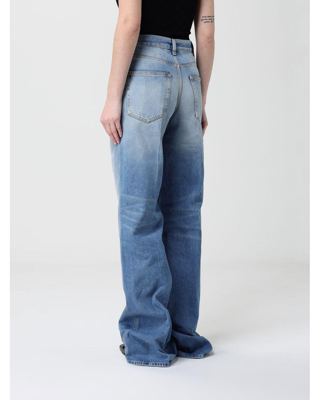 Gucci Blue Cotton Denim Wide-Leg Jeans