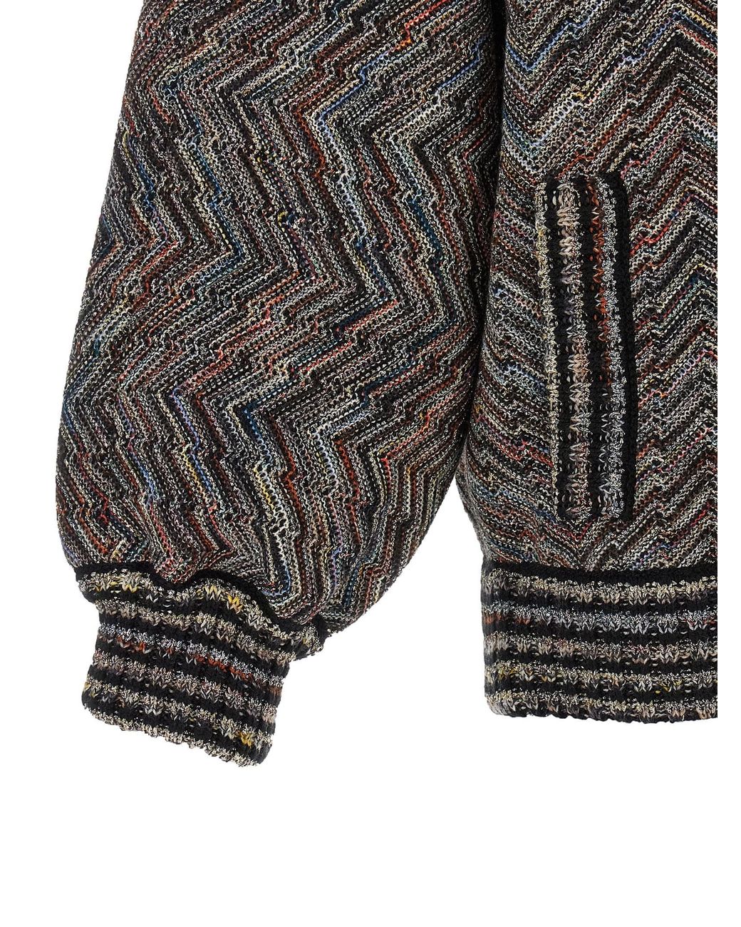 Missoni Gray Chevron Knit Bomber Jacket