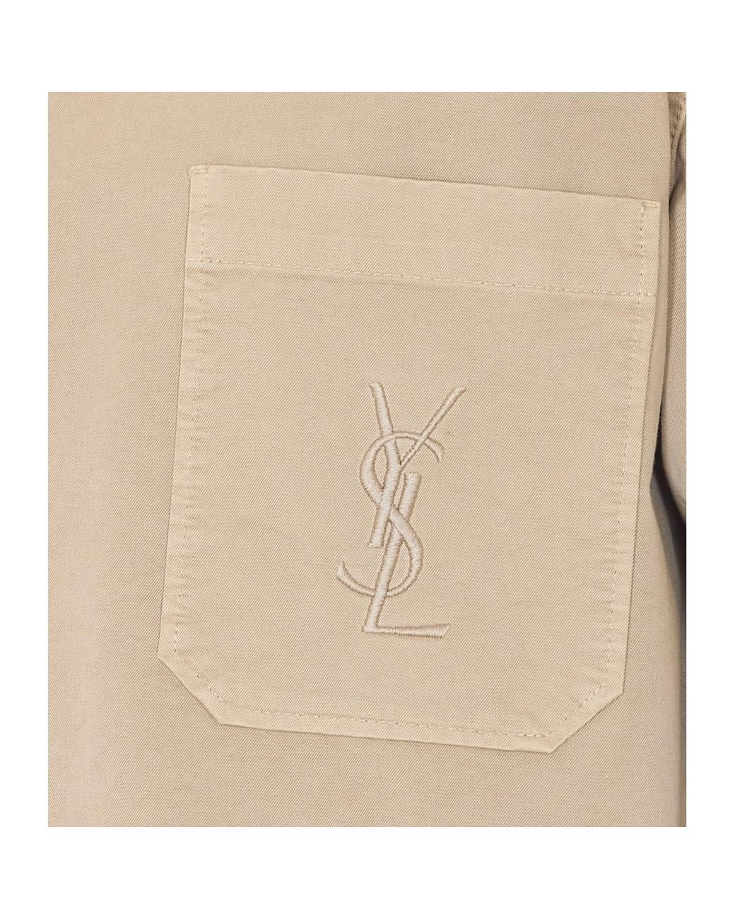 Saint Laurent Natural Cassandre Monogram Logo Overshirt for men