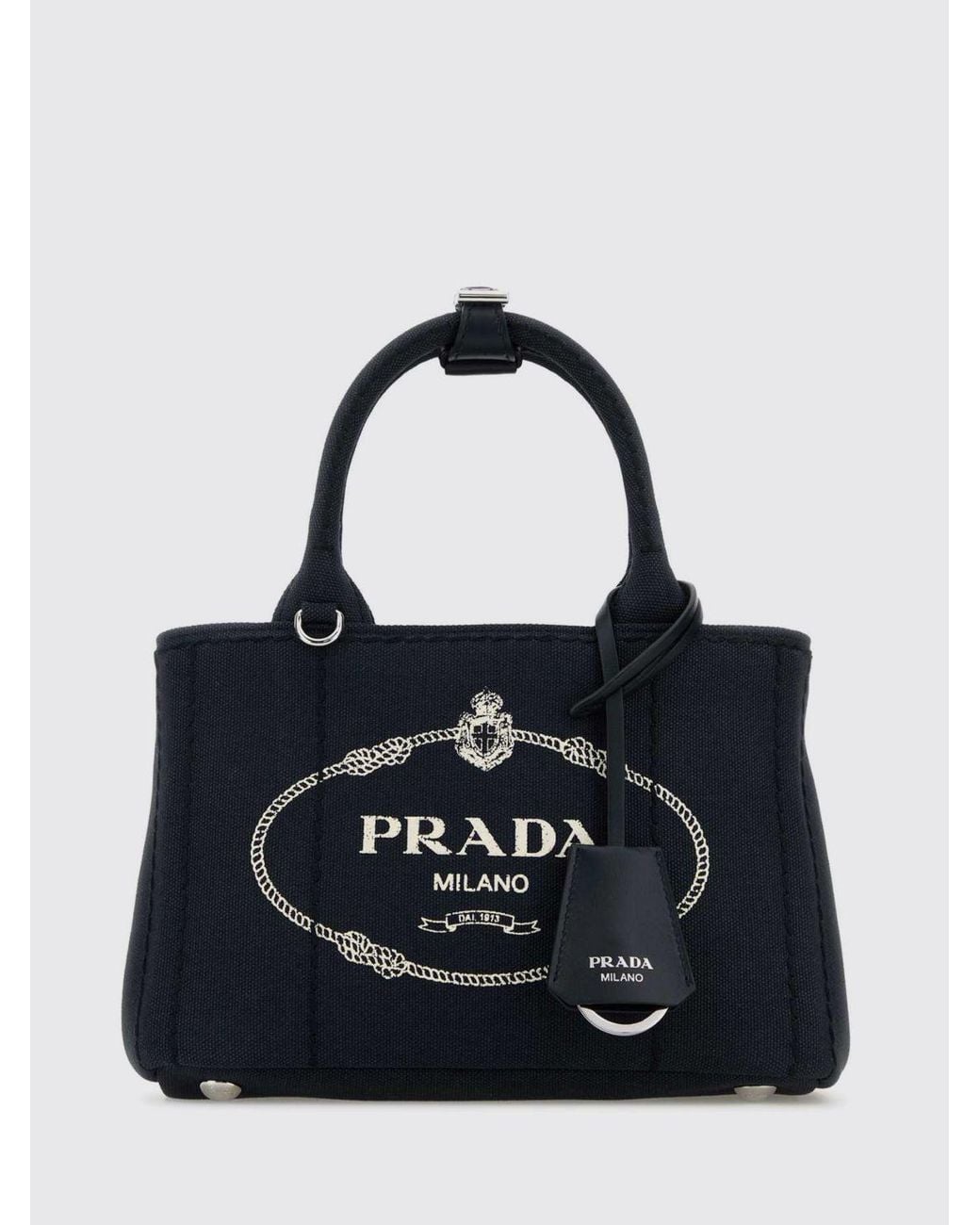 Prada Blue Mini Jardinière Canvas Bag With Printed Logo