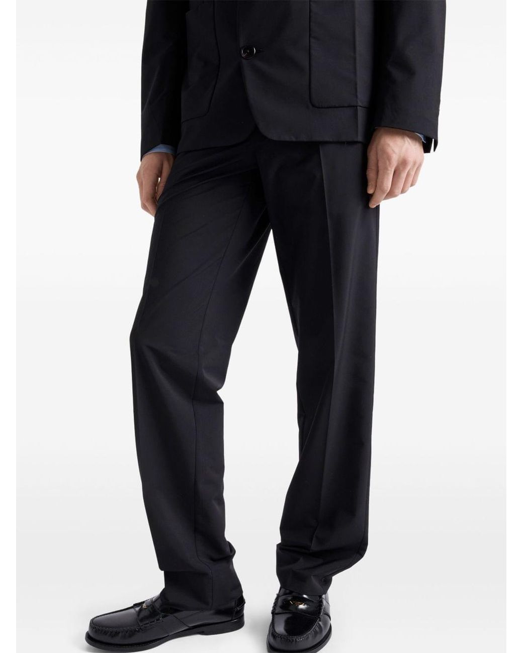 Prada Blue Triangle-Logo Trousers for men