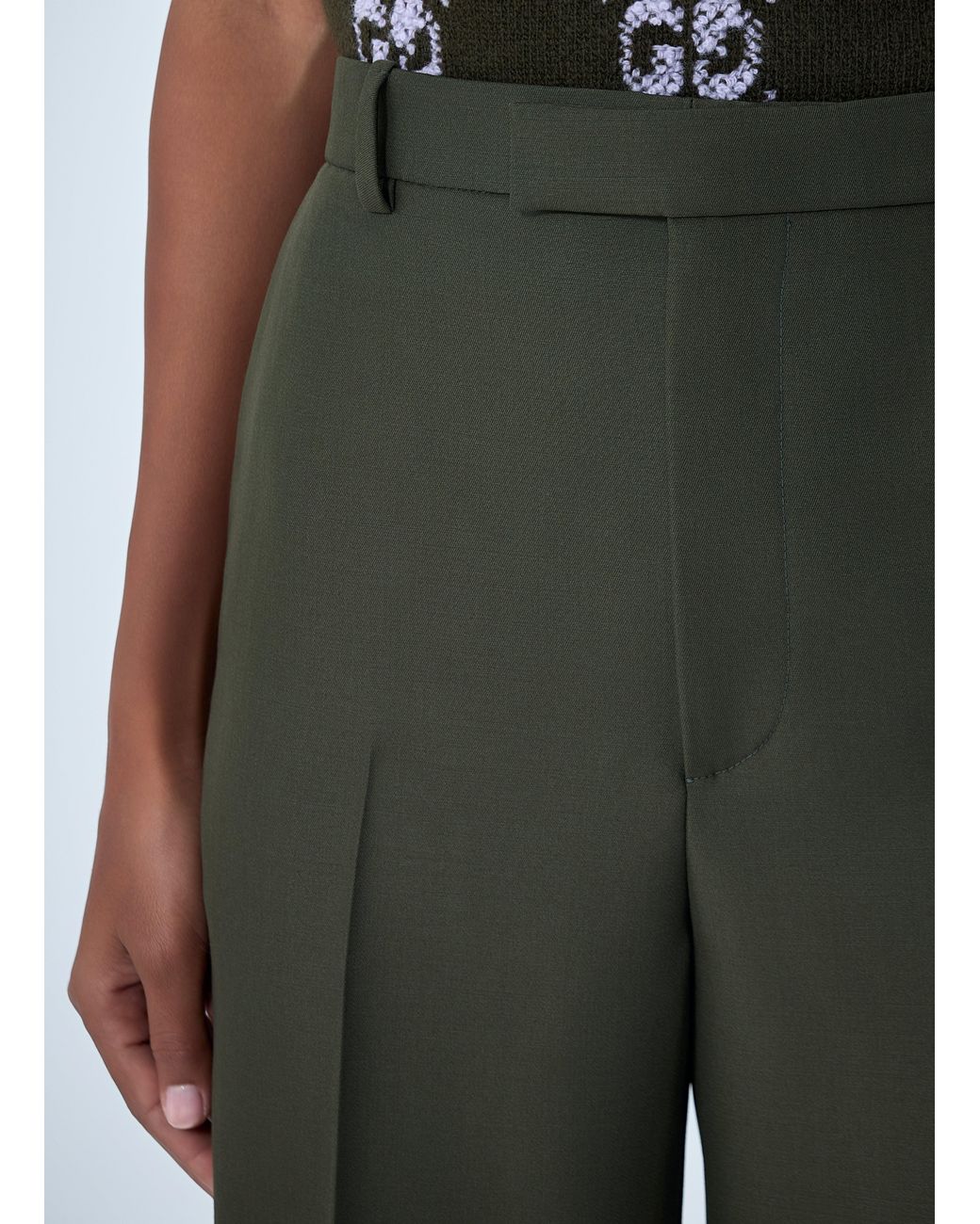Gucci Green Tailored Wool Pants
