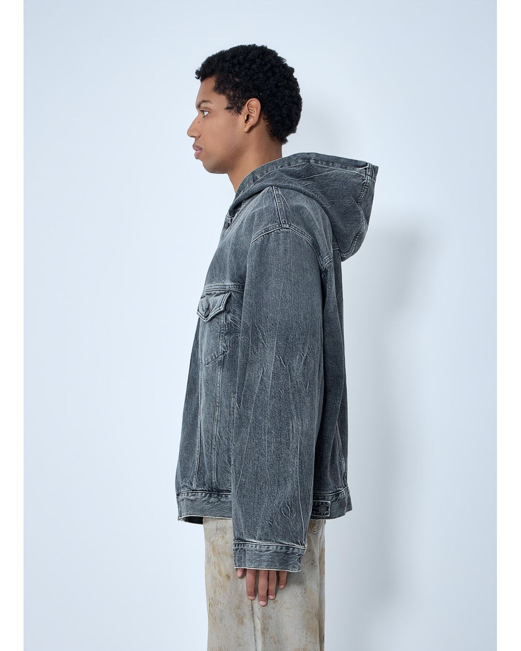 Acne Blue Hooded Denim Jacket for men