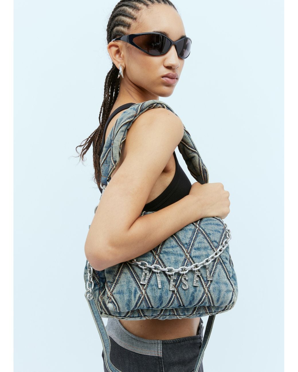 DIESEL Charm-D Medium Shoulder Bag in Blue | Lyst