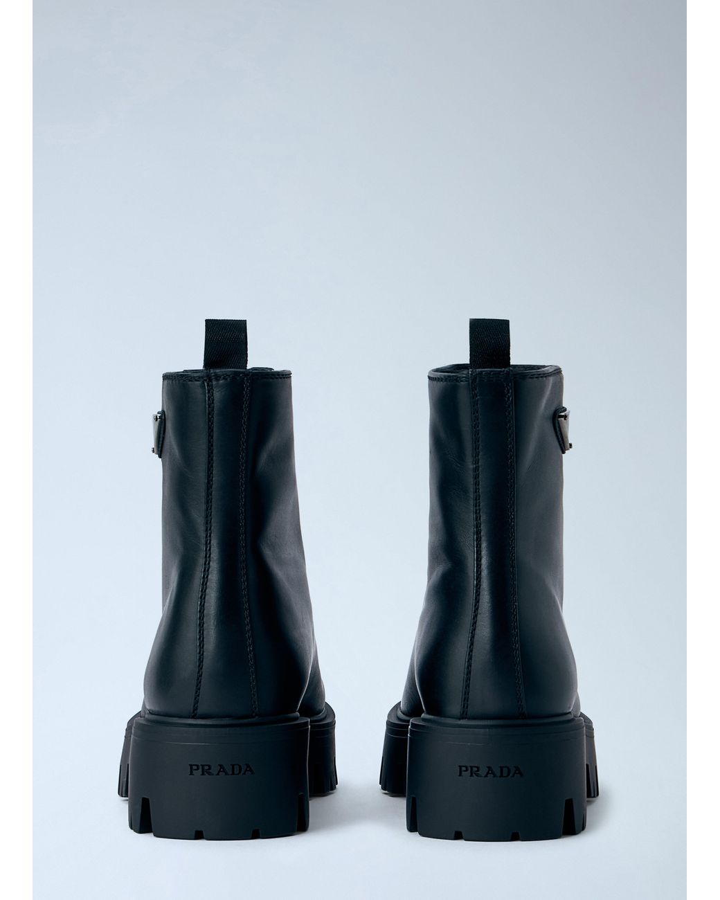 Prada Blue Leather Zipper Booties