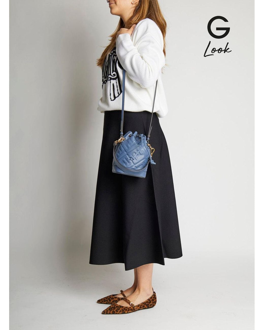 Fendi Blue 'Mon Tresor' Mini Handbag With Adjustable And Removable Shoulder Strap And All-Over Embossed Ff Motif