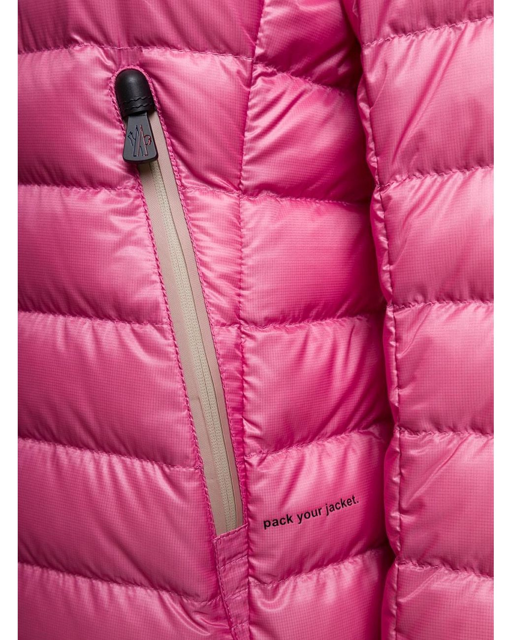 Moncler Pink 'Walibi' Down Jacket With Logo Patch