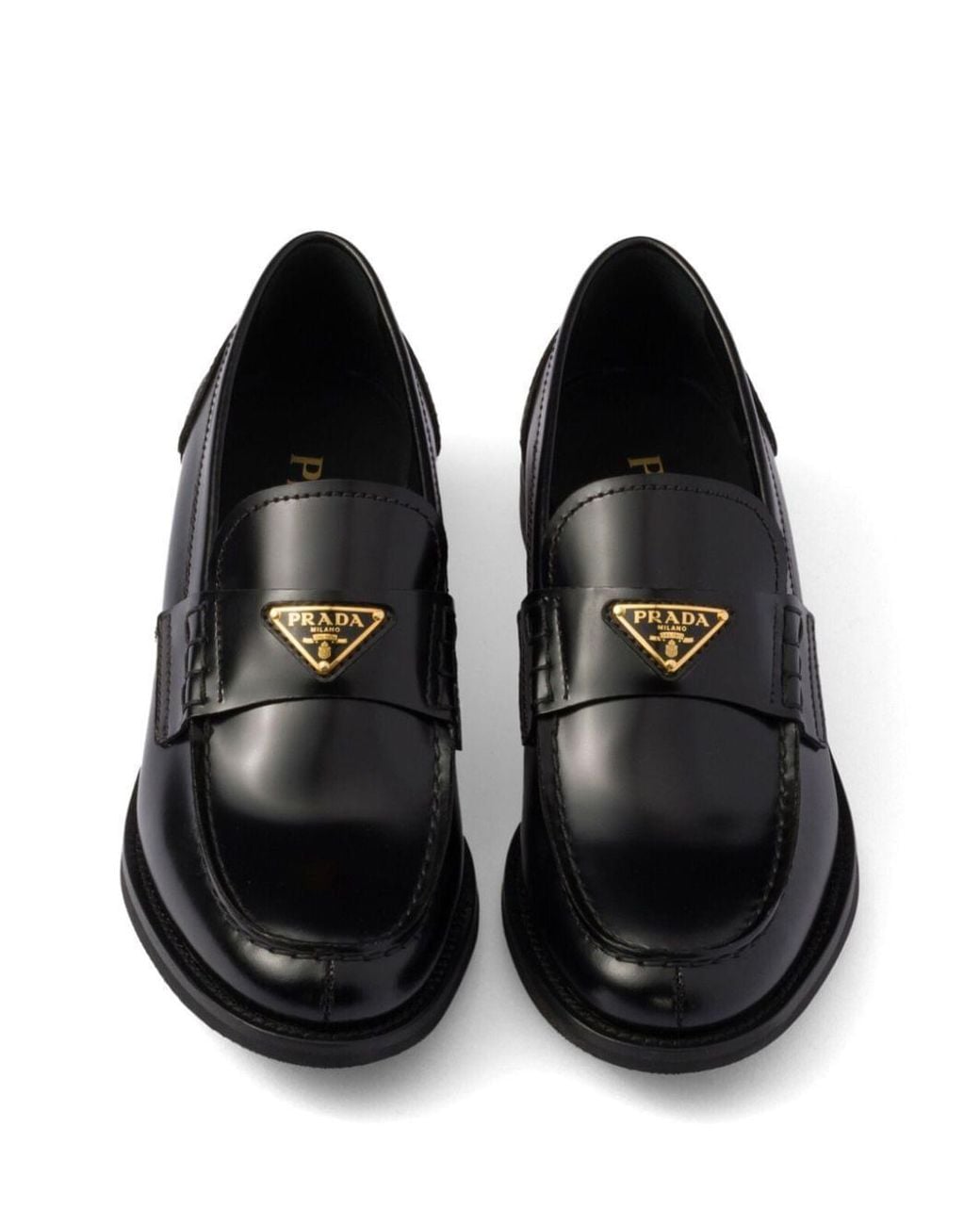 Prada Black Logo Brushed Leather Loafer