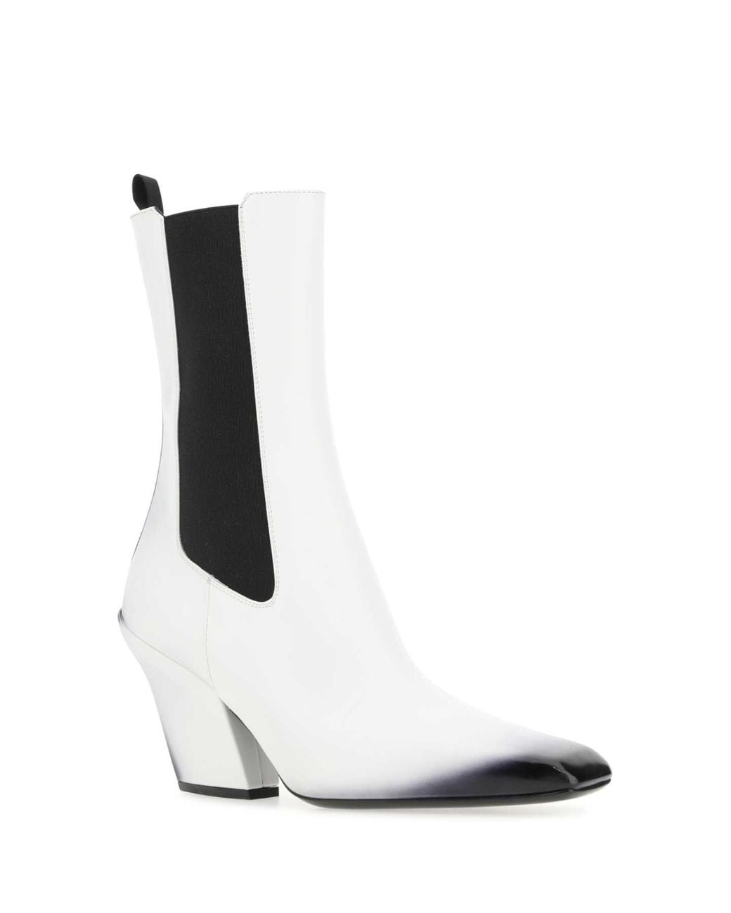 Prada White Leather Ankle Boots