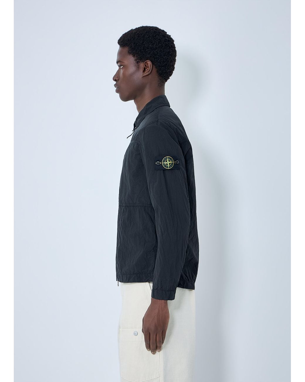 Stone Island Blue Zip-Front Technical Jacket for men