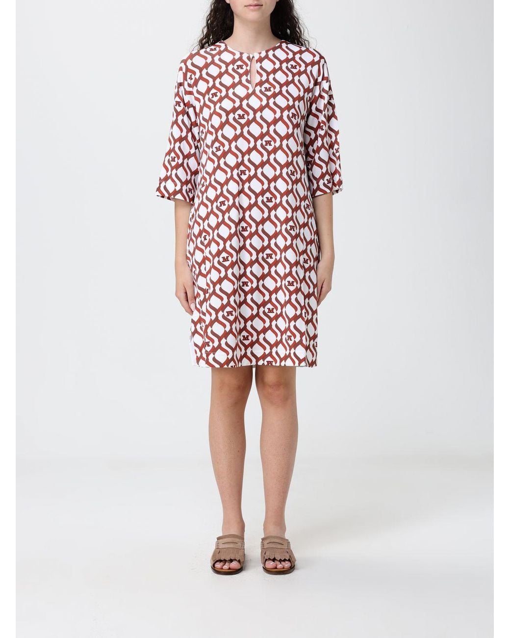 Max Mara Red Graphic Print Silk Mini Dress