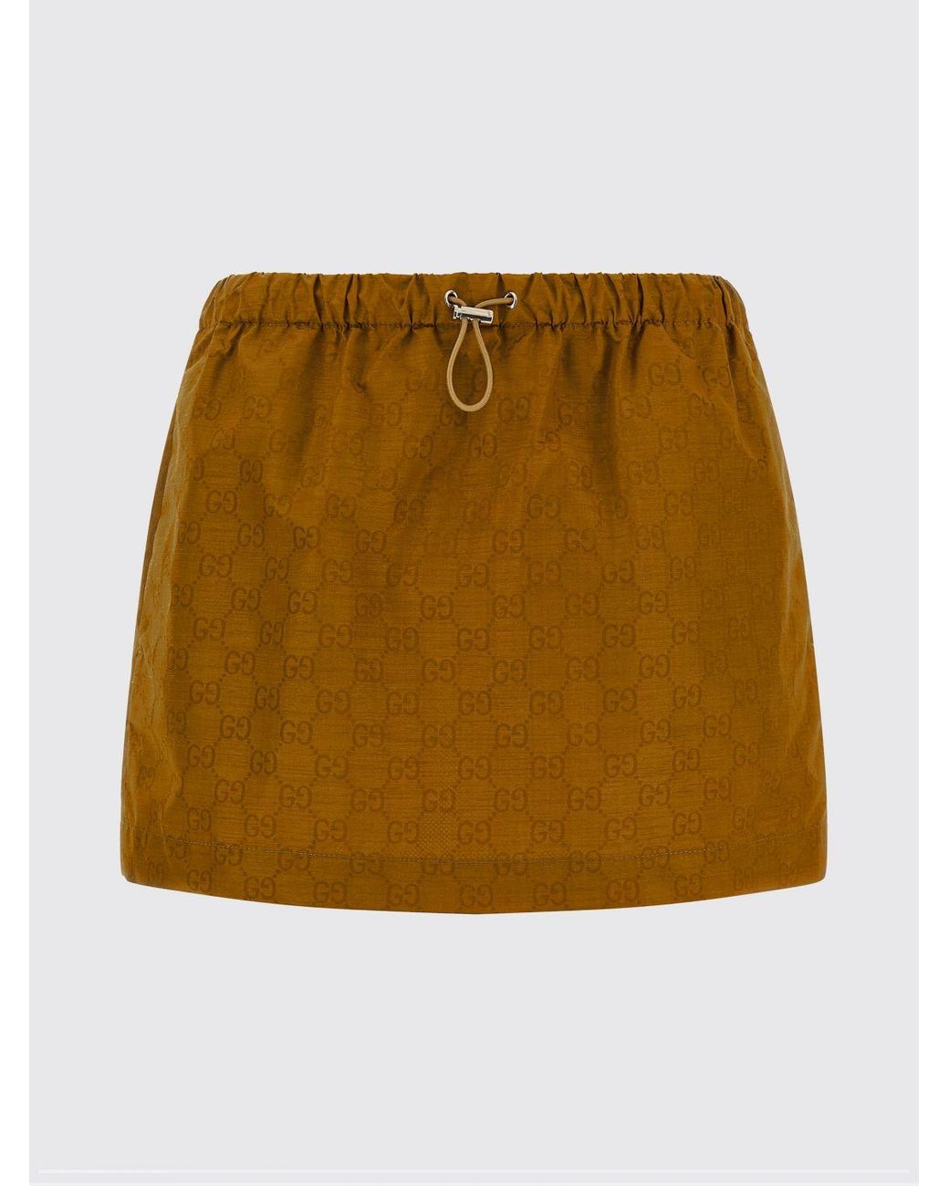 Gucci Orange Gg Nylon Mini Skirt With Drawstring