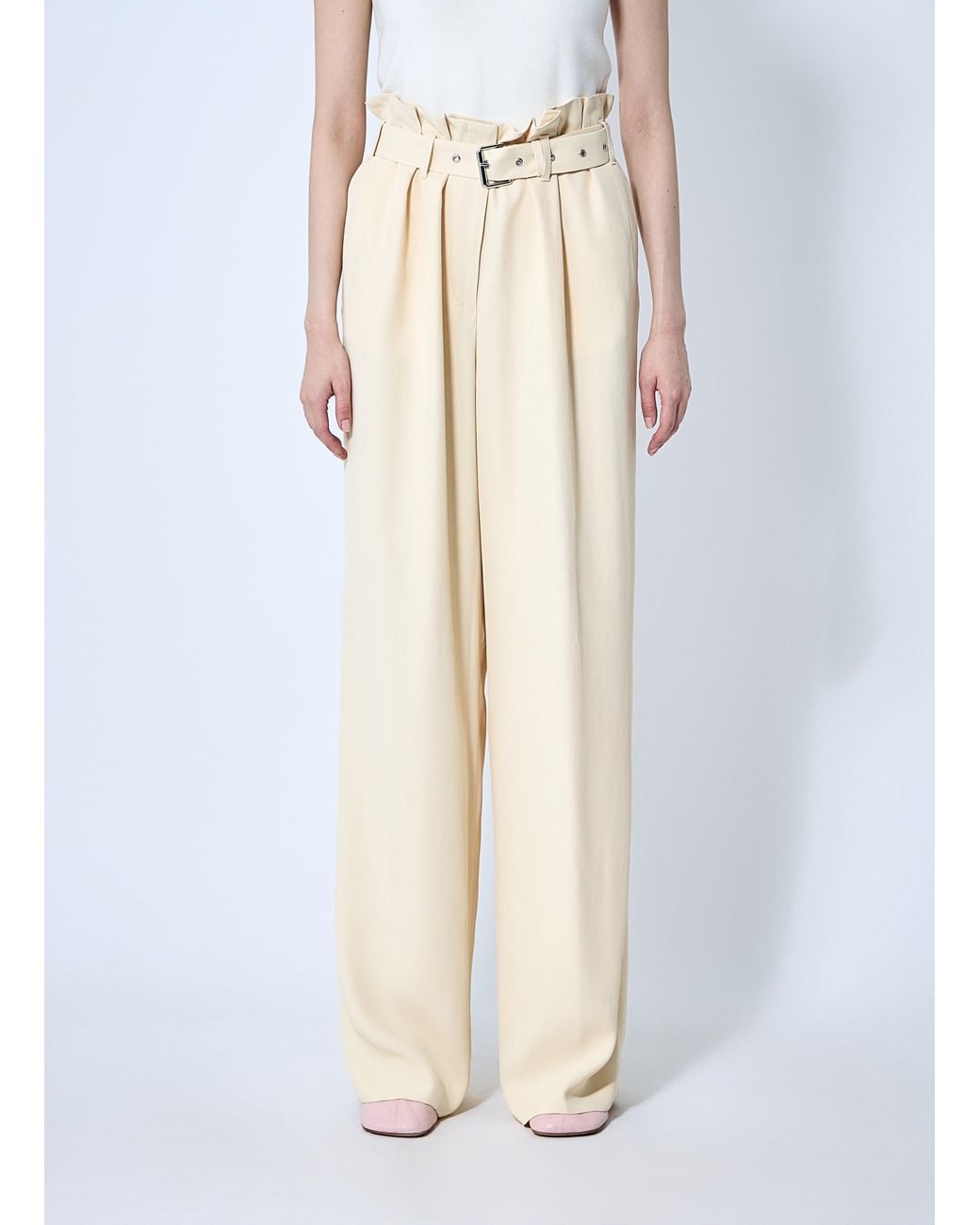 Dries Van Noten White Belted Pants