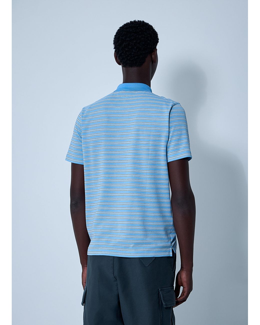 Prada Blue Striped Polo Sweater for men