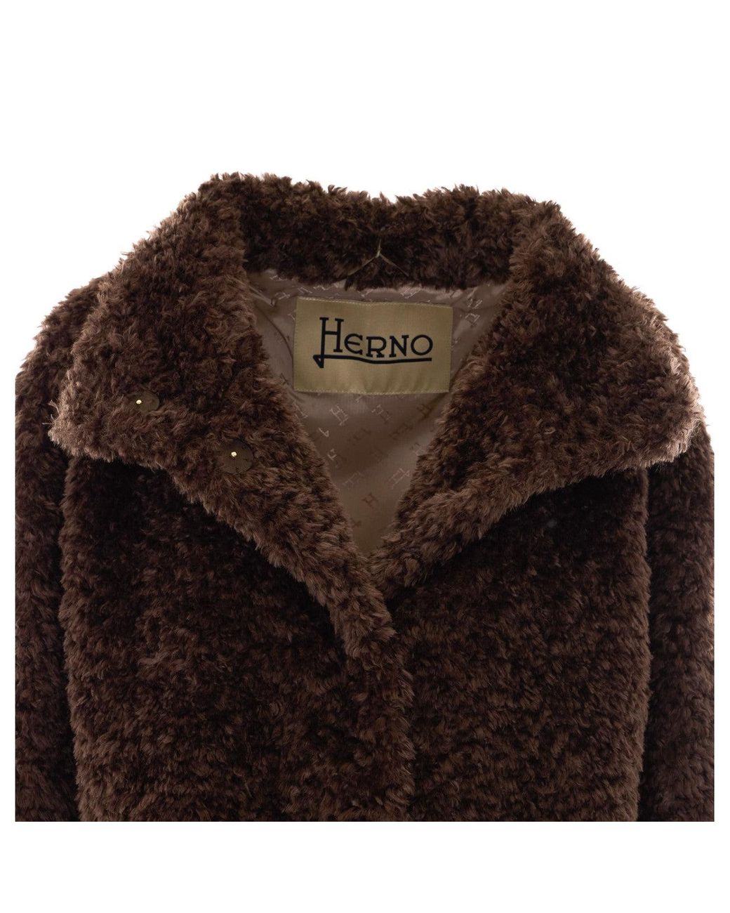 Herno Brown Curly Effect Short Jacket
