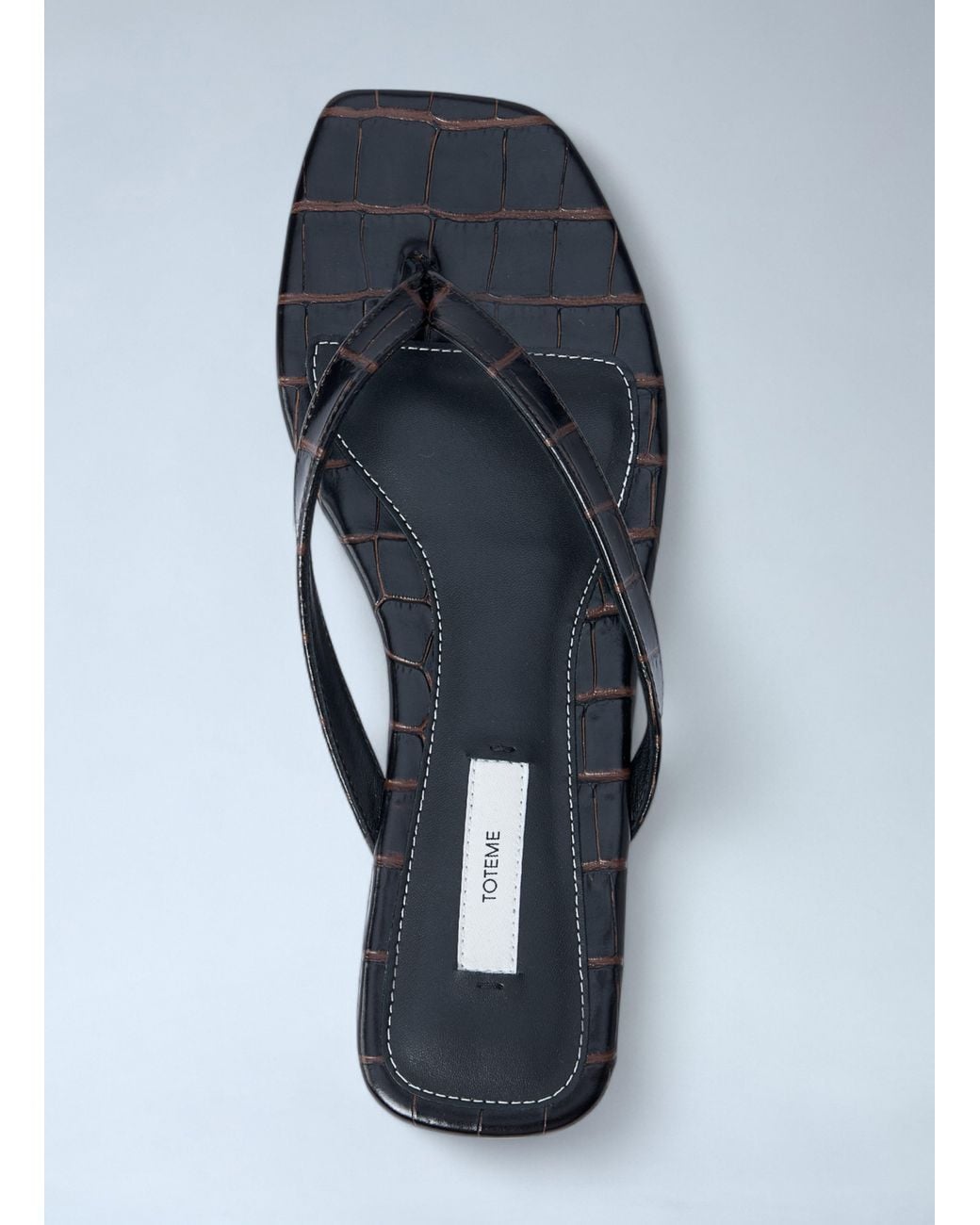Totême Blue Croco-Embossed Flip Flops