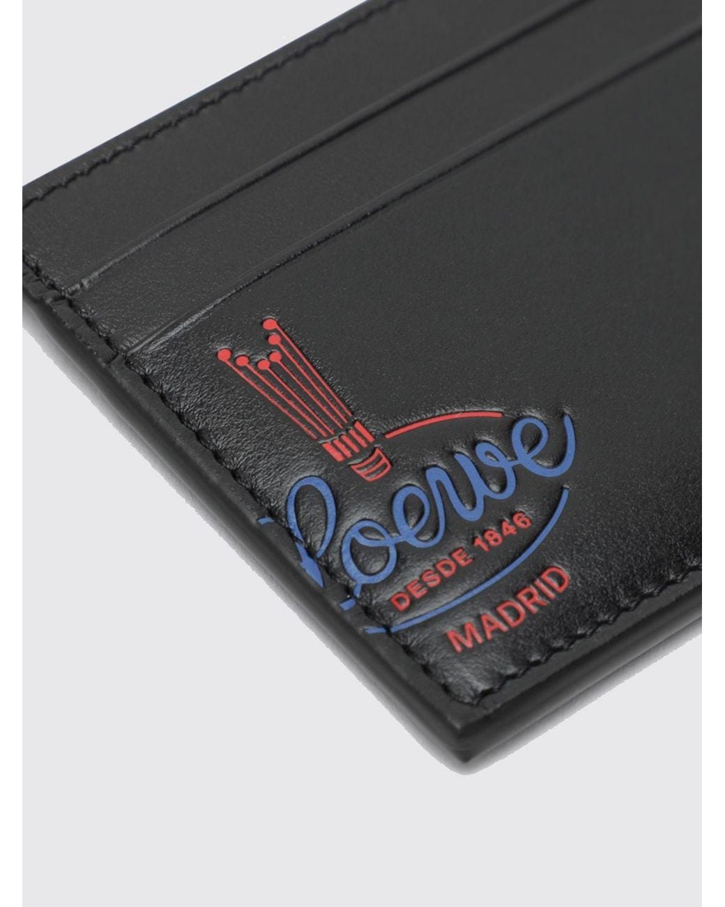 Loewe White Flat Calfskin Leather Card Holder With Embossed Anagram Logo for men