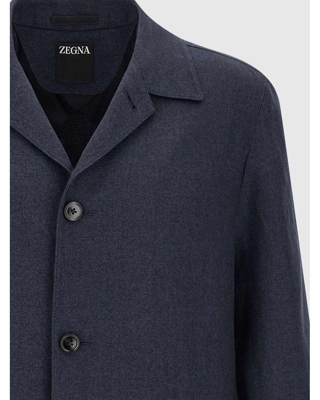 Zegna Blue Single-Breasted Linen And Wool Blazer for men