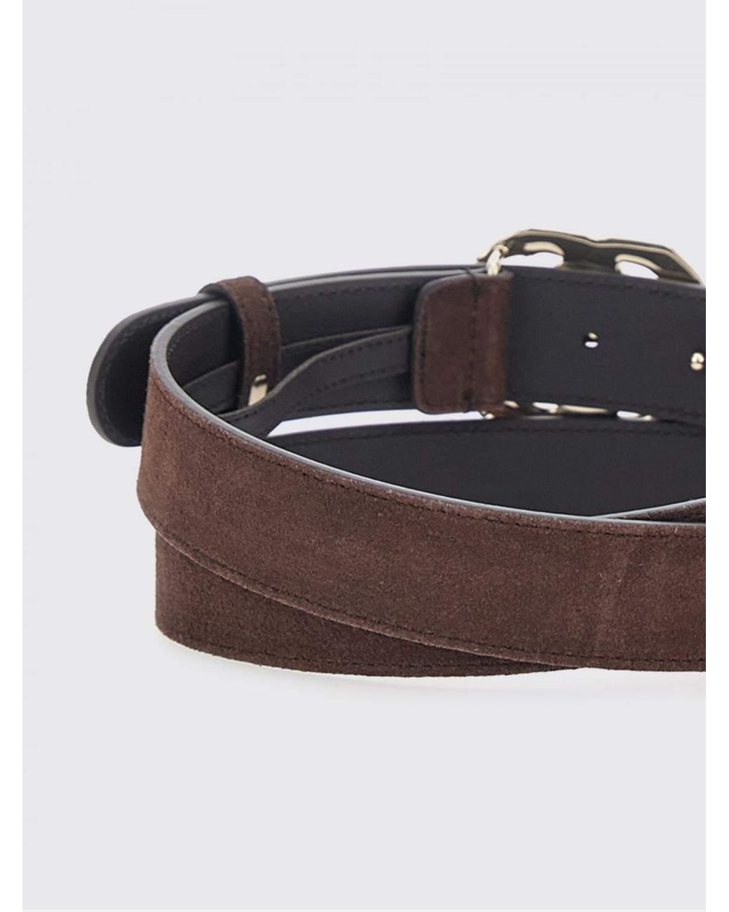 Gucci Brown Gg Marmont Slim Suede Belt With Gg Buckle