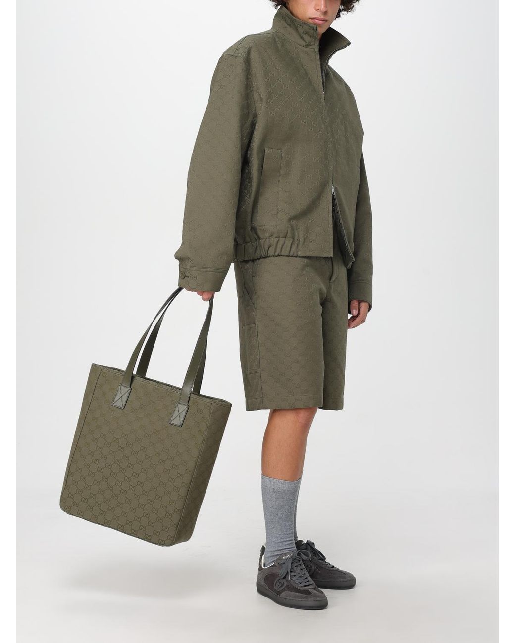 Gucci Green Patterned Cotton Shorts for men