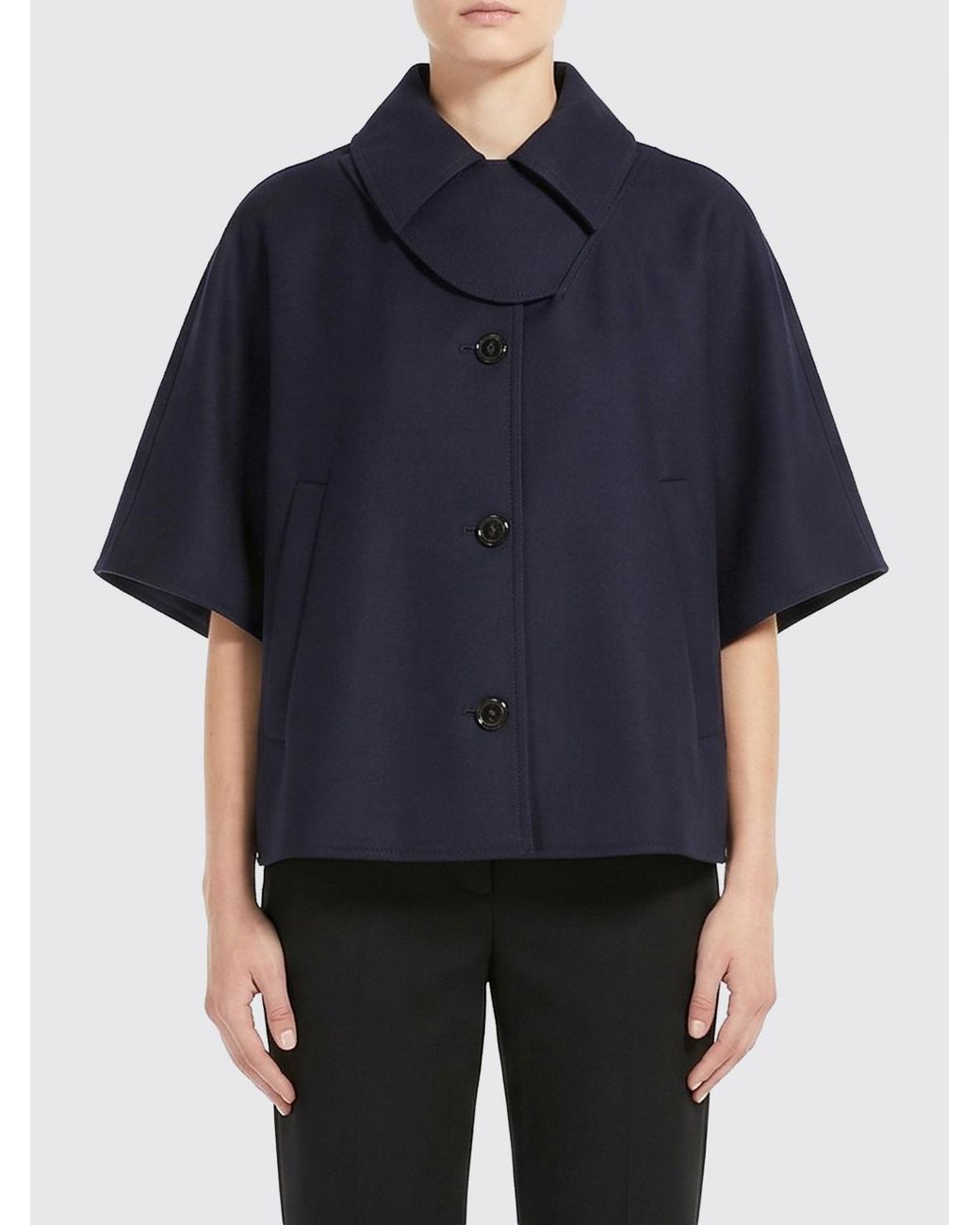 Max Mara Blue Paggio Cotton Cape