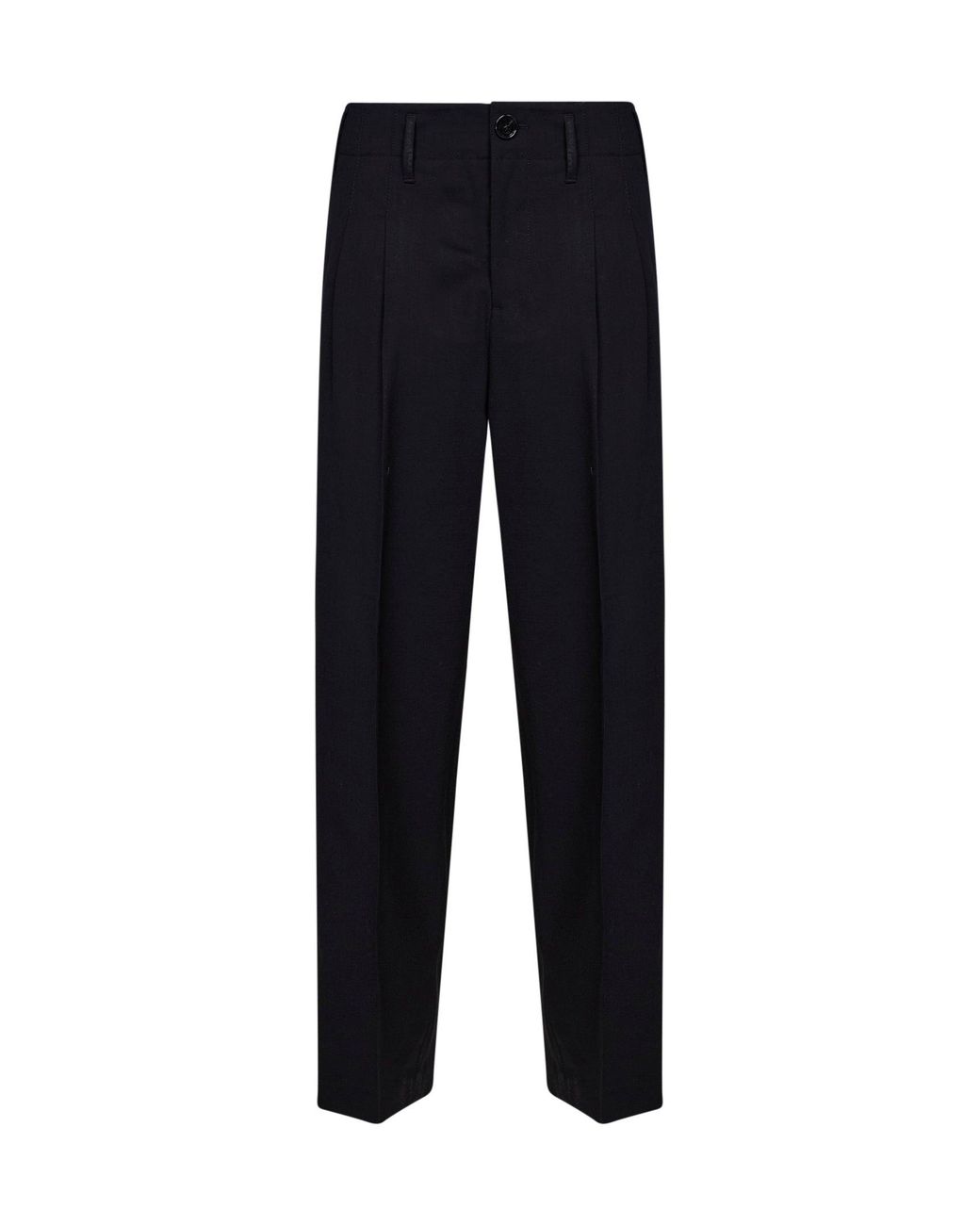 AMI Blue Virgin Wool Double-Pleat Trousers