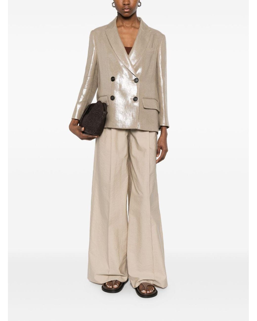 Brunello Cucinelli Natural Linen Double-Breasted Jacket