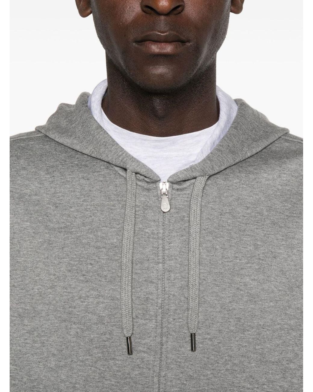 Brunello Cucinelli Gray Cotton Blend Hoodie for men
