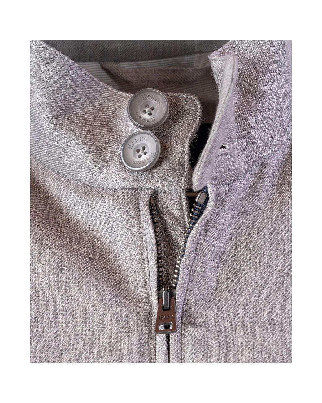 Herno Gray Linen Bomber Jacket for men