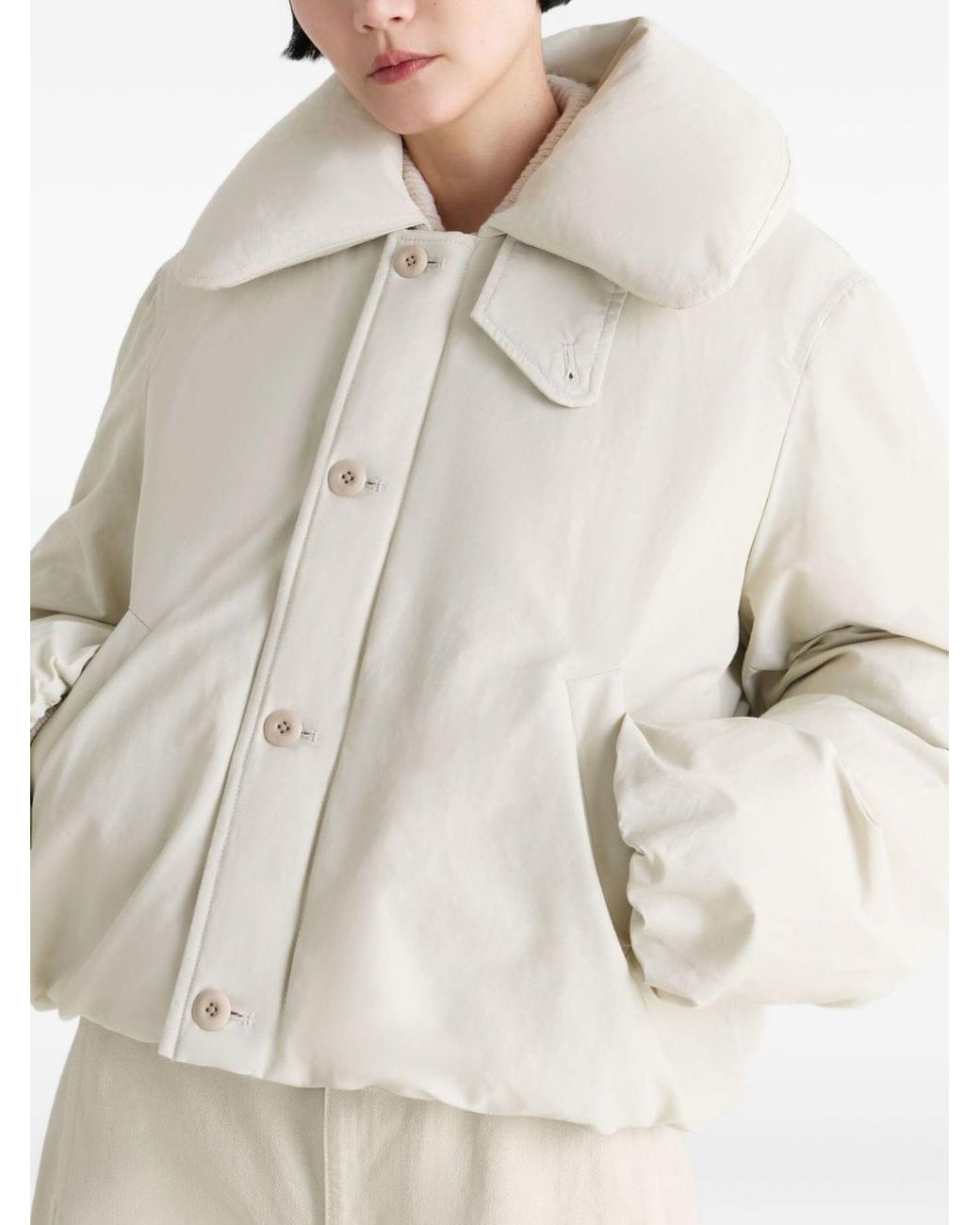 Lemaire White Boxy Short Puffer Jacket