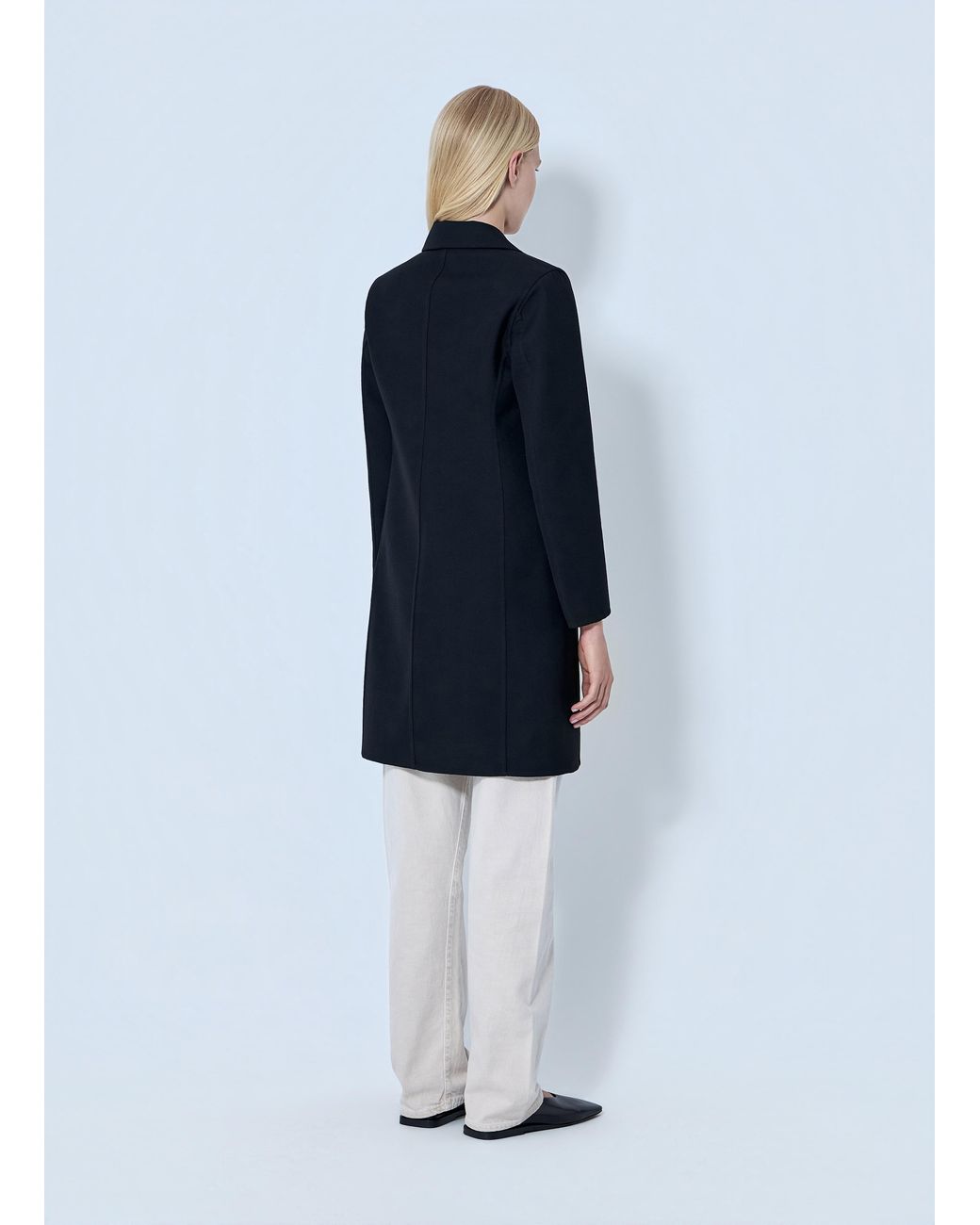 Jil Sander Blue Single-Breasted Wool Coat