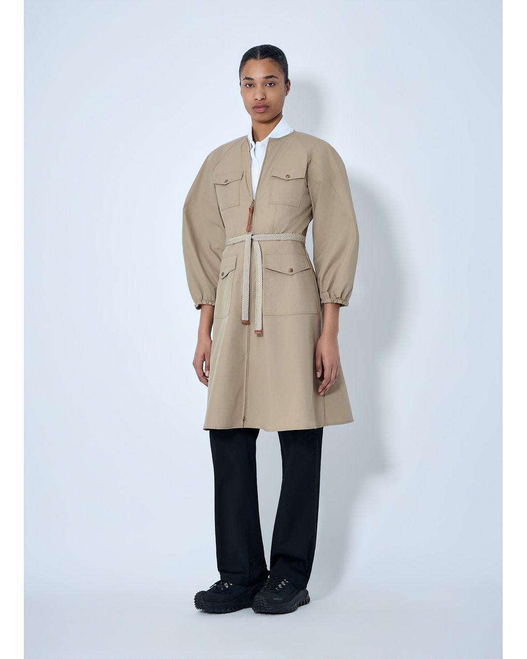 Moncler White Belted Utility Jacket